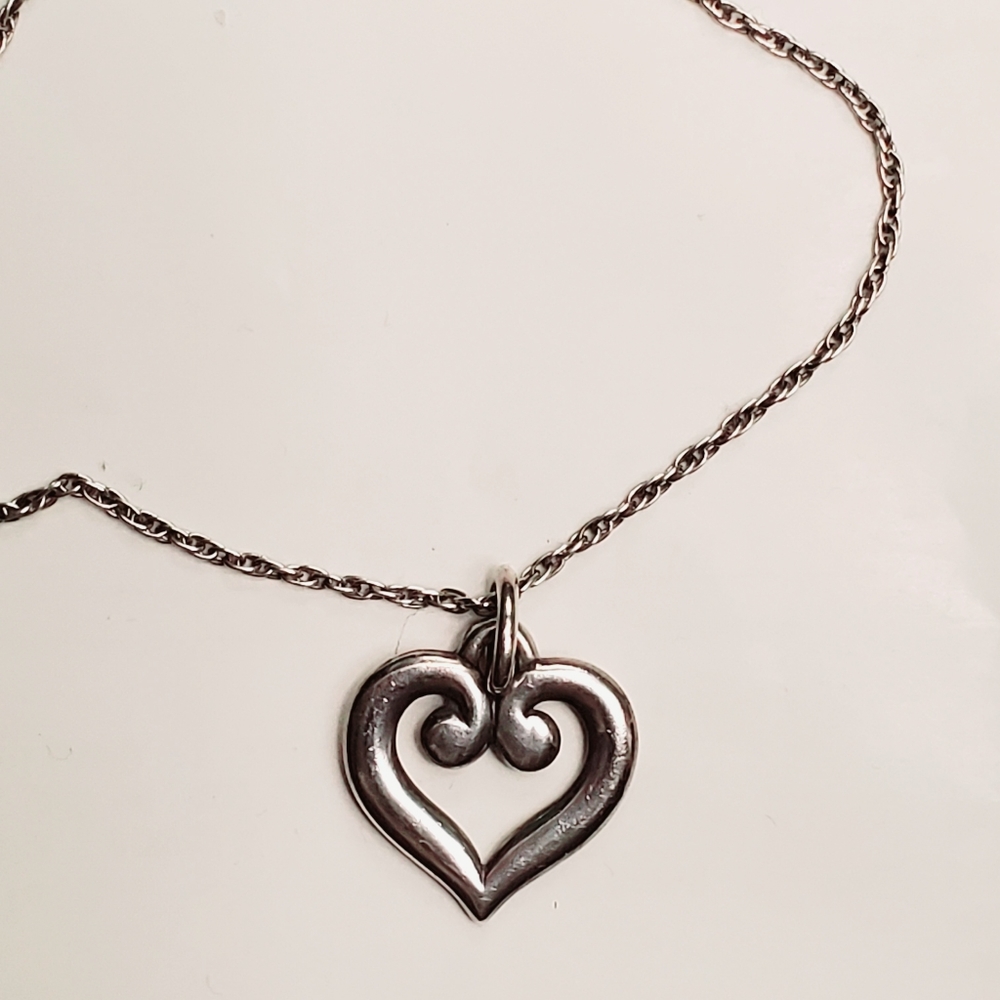 James Avery Scrolled Heart Charm Silver Necklace